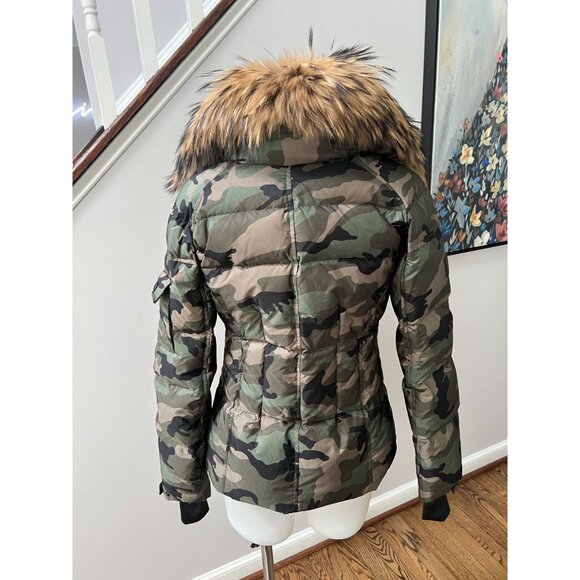 SAM. New York Camo Asiatic Raccoon Fur Freestyle Down Jacket Size Medium - Picture 5 of 5